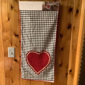 Nicole Miller Gingham Red Heart Table Runner